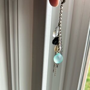 Blue and black gem stone earrings